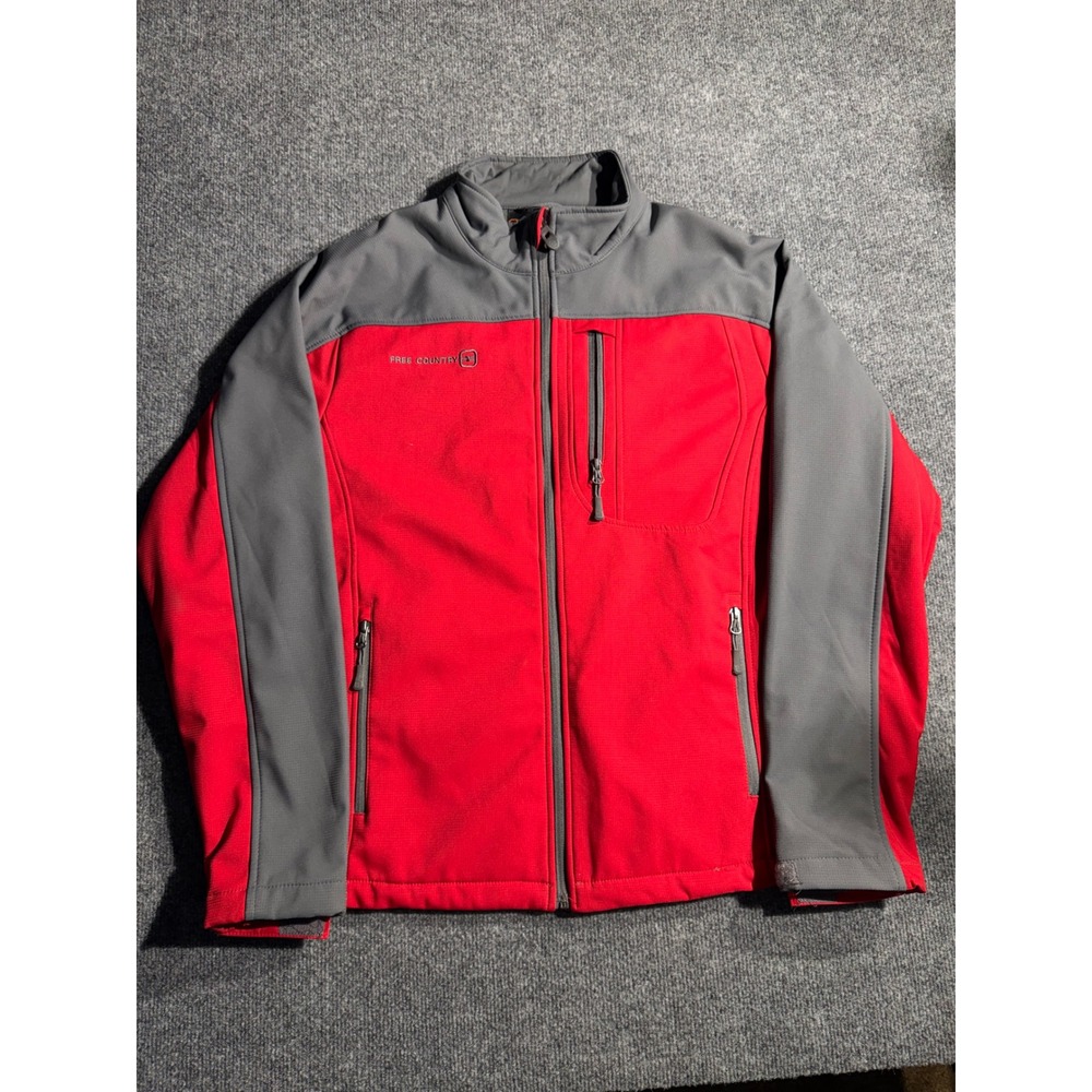 Free Country Mens Softshell Fleece Lined Jacket Red Grey 95-M61345S-M Medium‎
